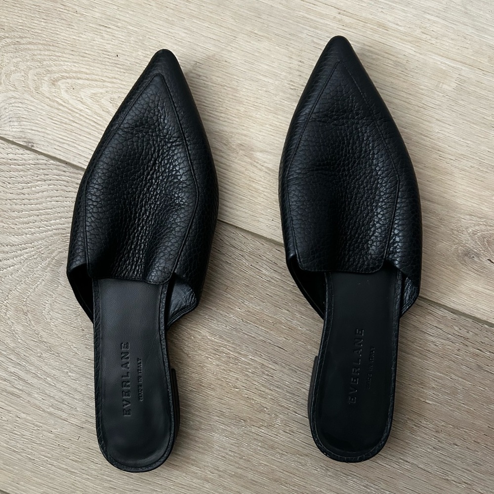 Everlane The Boss Women's Black Leather Mules - Size 7.5